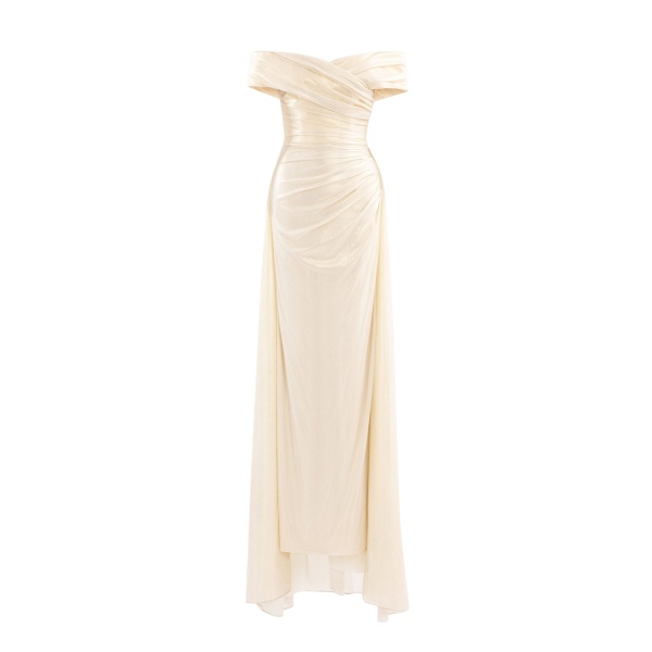 Saiid Kobeisy Gold lame off-shoulder dress