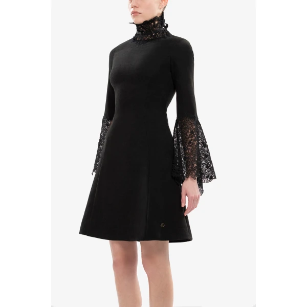 Saiid Kobeisy High neck short lace dress