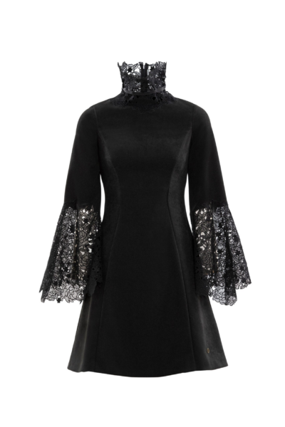 Saiid Kobeisy High neck short lace dress