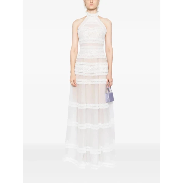 Saiid Kobeisy Lace striped long dress