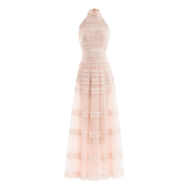 Saiid Kobeisy Lace striped long dress