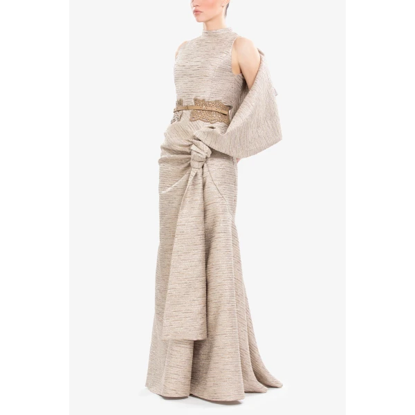 Saiid Kobeisy Light gold brocade dress