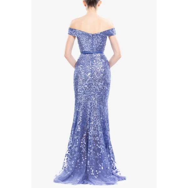 Saiid Kobeisy Off-Shoulder Sequin Embroidered Long Dress