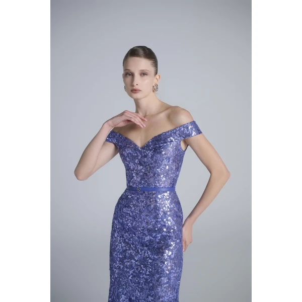 Saiid Kobeisy Off-Shoulder Sequin Embroidered Long Dress