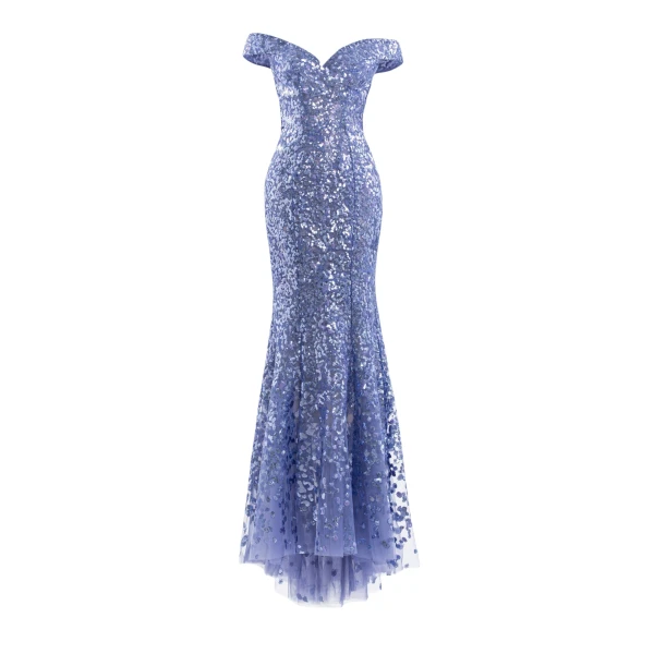 Saiid Kobeisy Off-Shoulder Sequin Embroidered Long Dress