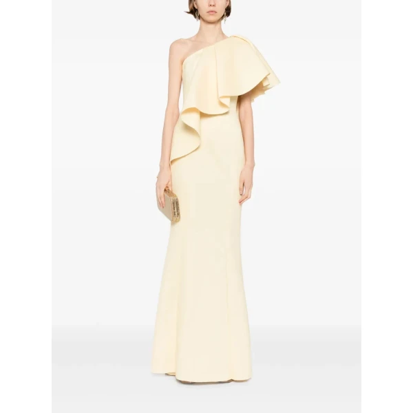 Saiid Kobeisy Ruffled scuba long dress, view 2