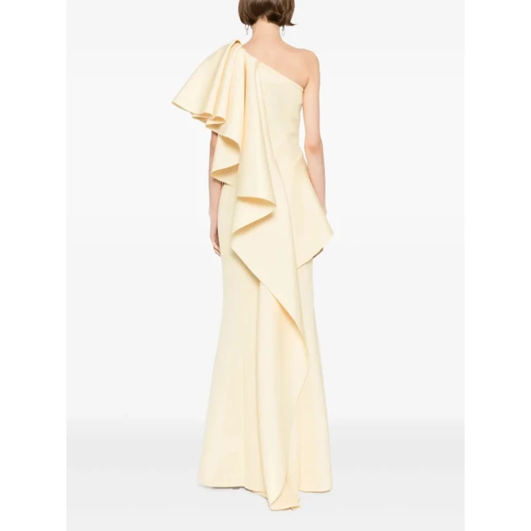 Saiid Kobeisy Ruffled scuba long dress, view 3