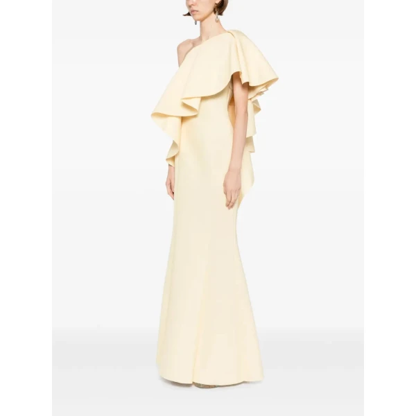 Saiid Kobeisy Ruffled scuba long dress, view 4