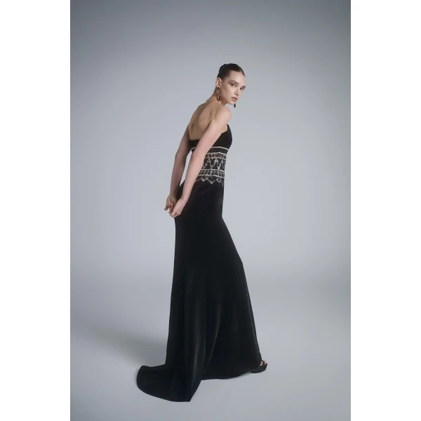 Saiid Kobeisy Strapless Dress with Embroidered Detailing