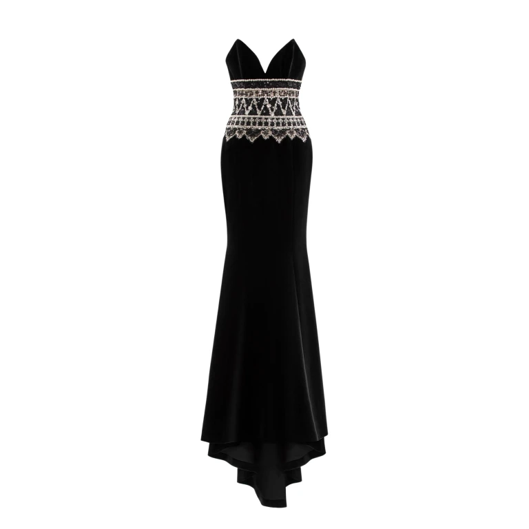 Saiid Kobeisy Strapless Dress with Embroidered Detailing