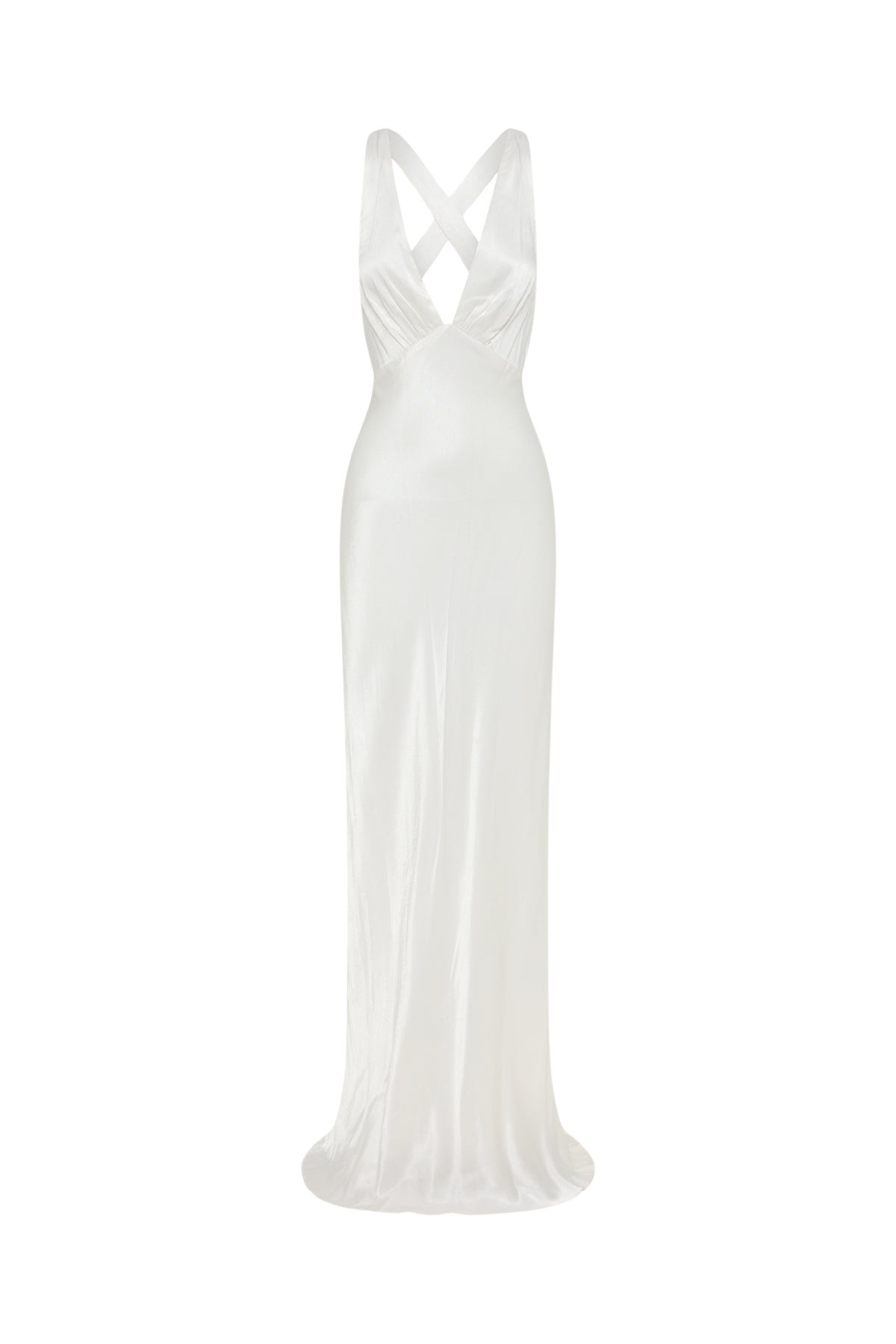 Shona Joy La Lune Plunged Cross Back Maxi Dress – White