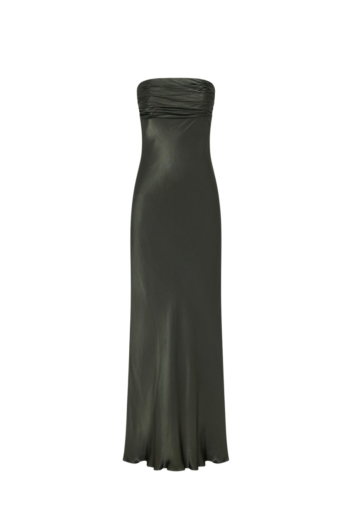 Shona Joy La Lune Strapless Ruched Bodice Maxi Dress – Forest