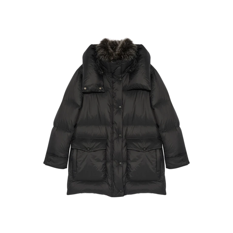 Woman wearing Yves Salomon shearling fur coat – luxury outerwear at Luxury Shoes 