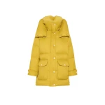Woman wearing Yves Salomon shearling fur coat – luxury outerwear at Luxury Shoes 