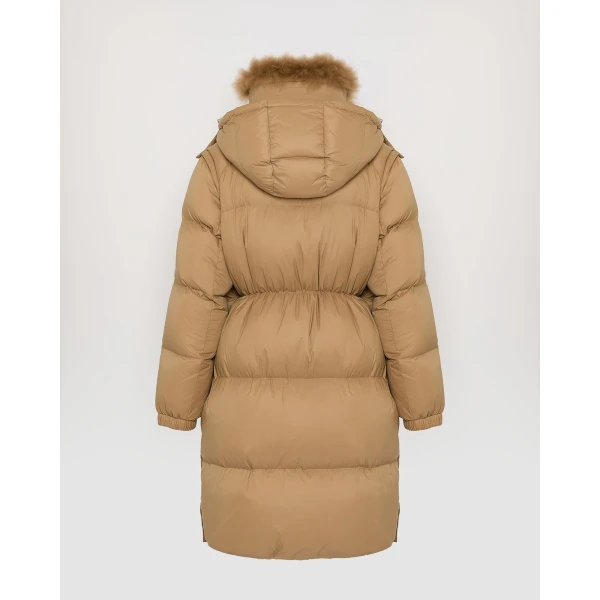 Woman wearing Yves Salomon shearling fur coat – luxury outerwear at Luxury Shoes 