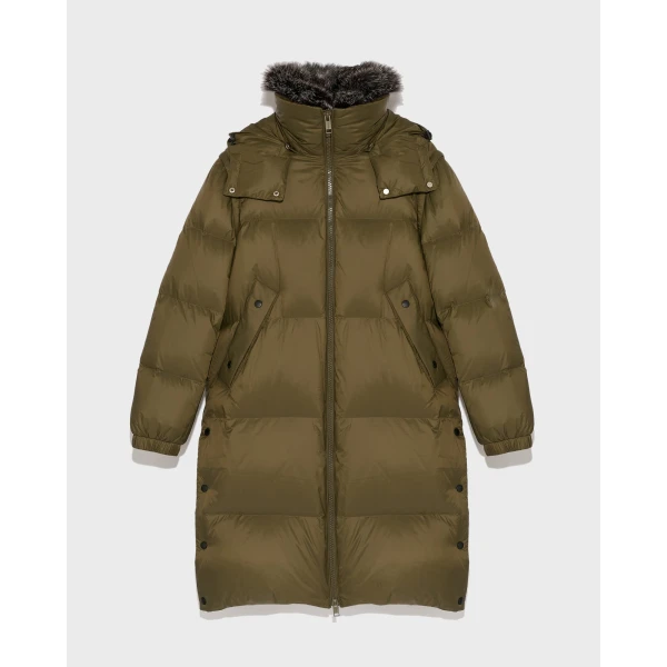 Woman wearing Yves Salomon shearling fur coat – luxury outerwear at Luxury Shoes 