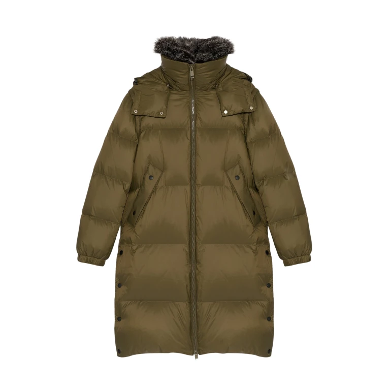 Woman wearing Yves Salomon shearling fur coat – luxury outerwear at Luxury Shoes 