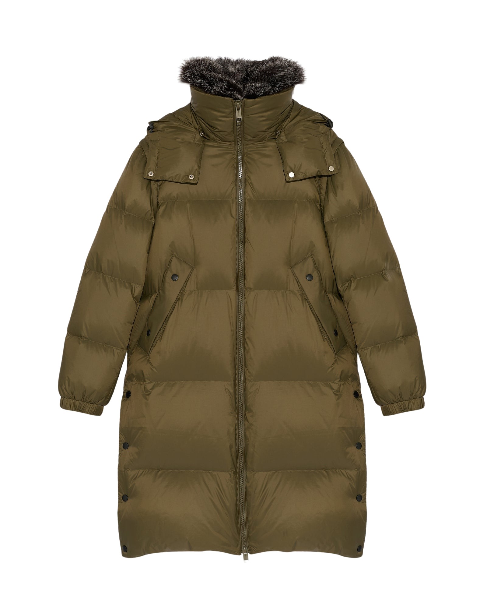 Yves Salomon 7/8 length down jacket with fox fur collar