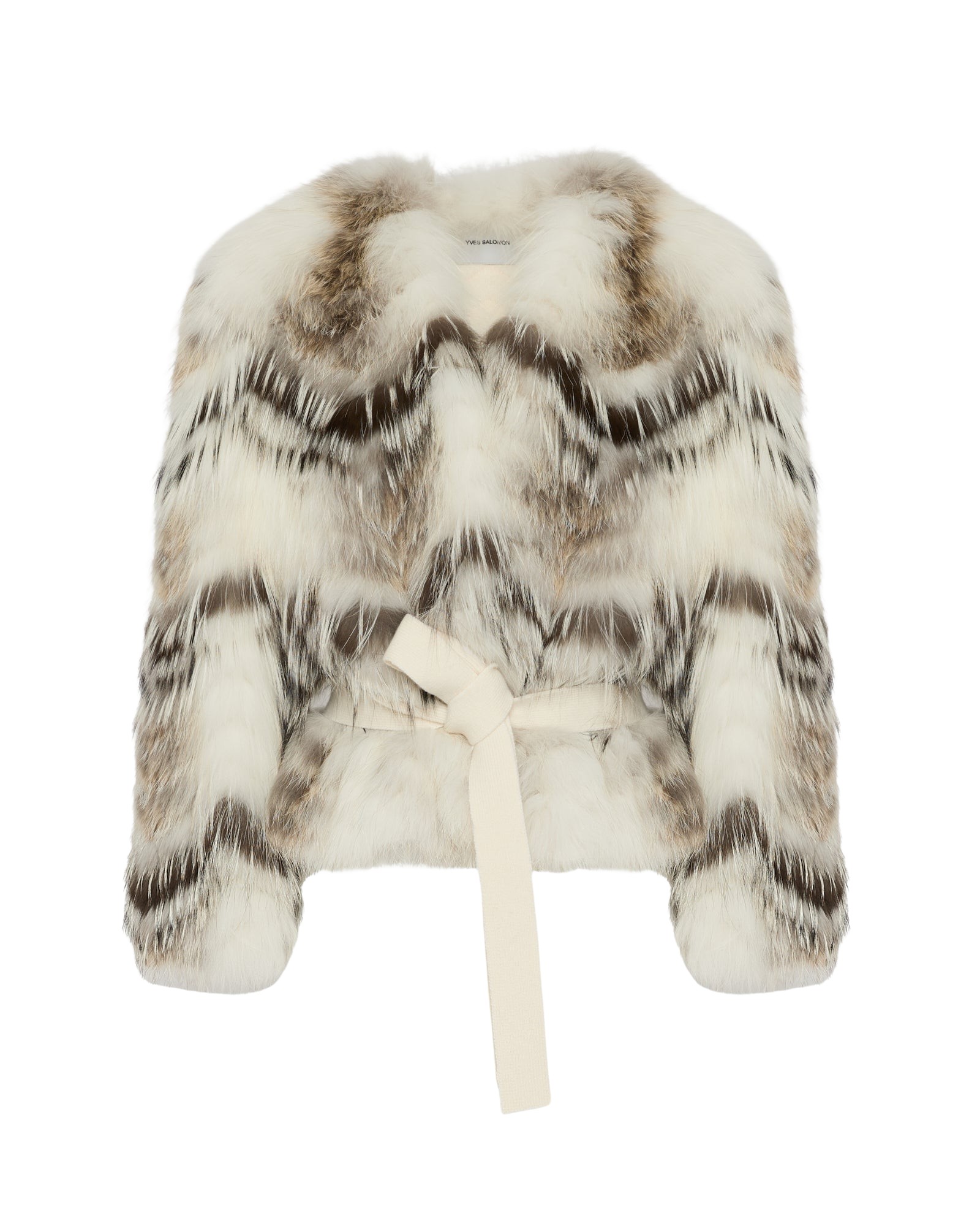 Yves Salomon Belted cardigan in merino knit and fox fur