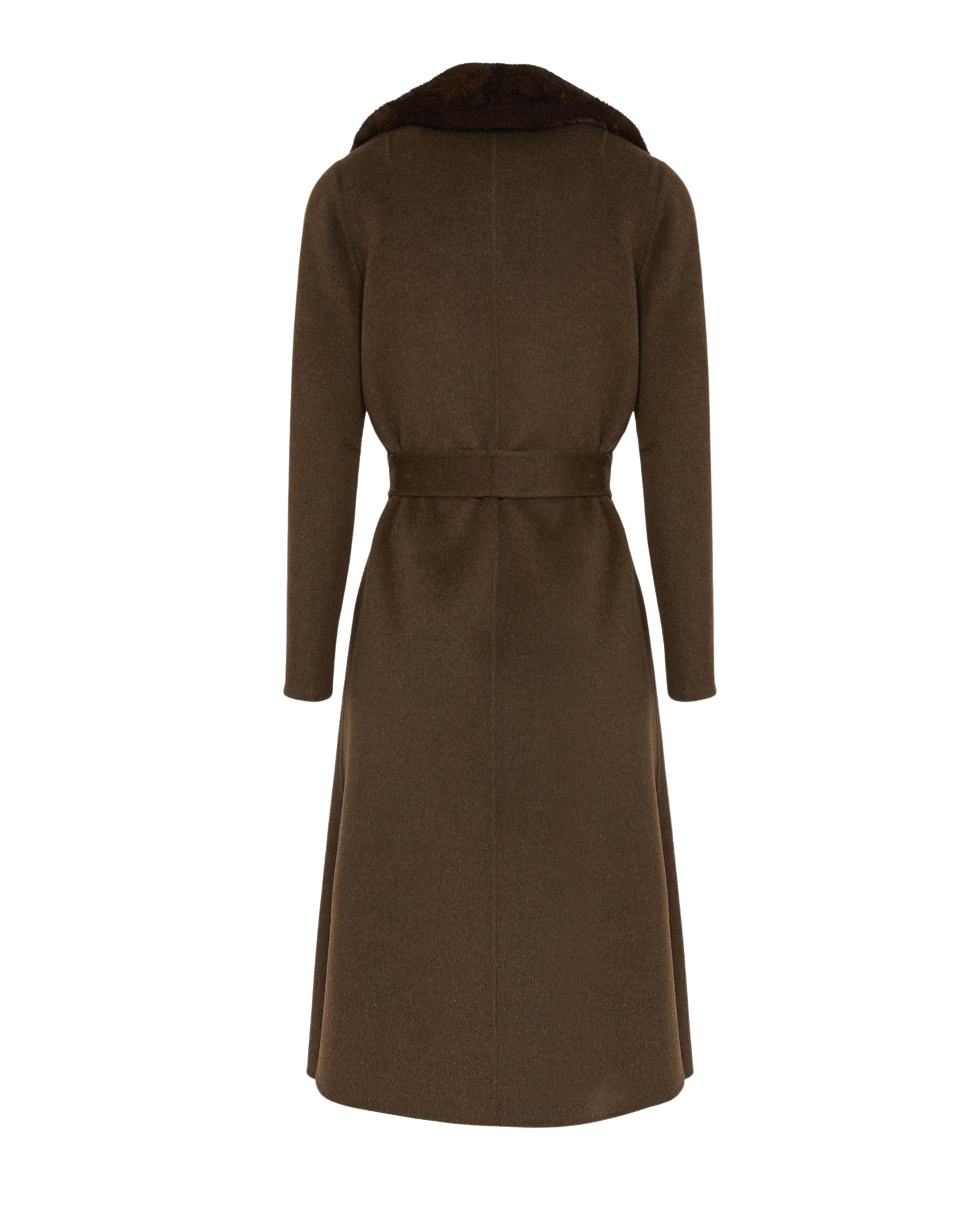 Yves Salomon Belted cashmere wool coat with mink fur collar and over-pockets