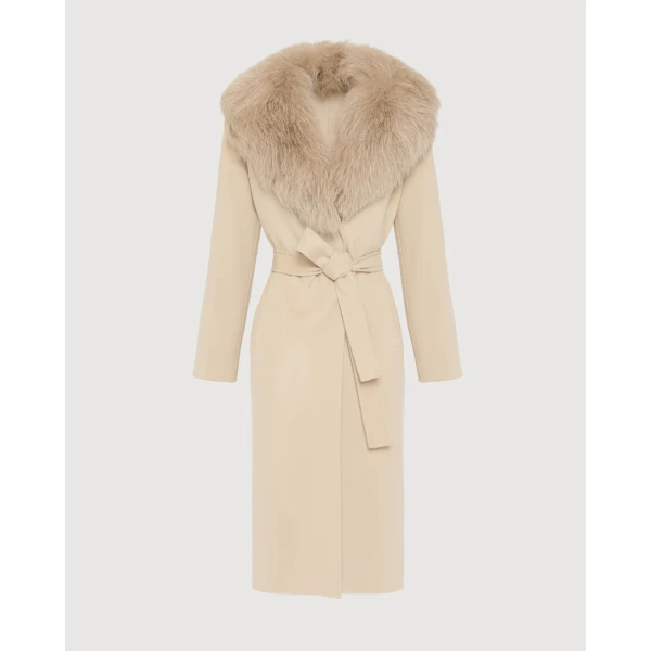 Woman wearing Yves Salomon shearling fur coat – luxury outerwear at Luxury Shoes 