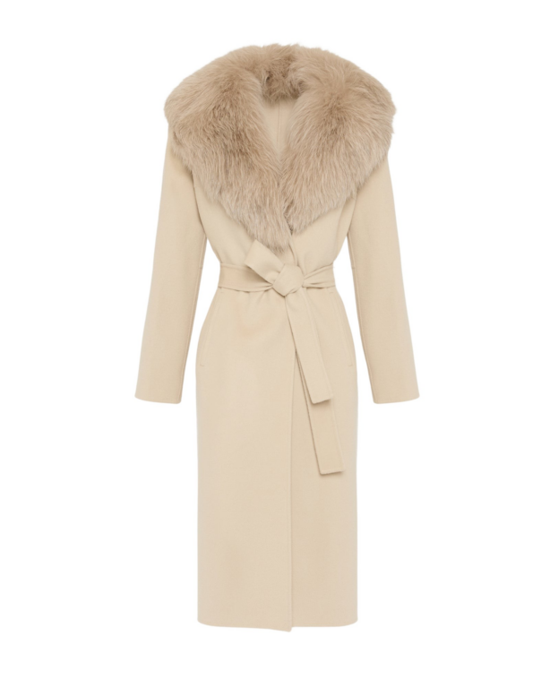 Woman wearing Yves Salomon shearling fur coat – luxury outerwear at Luxury Shoes 