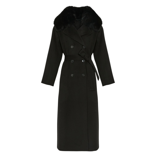 Woman wearing Yves Salomon shearling fur coat – luxury outerwear at Luxury Shoes 
