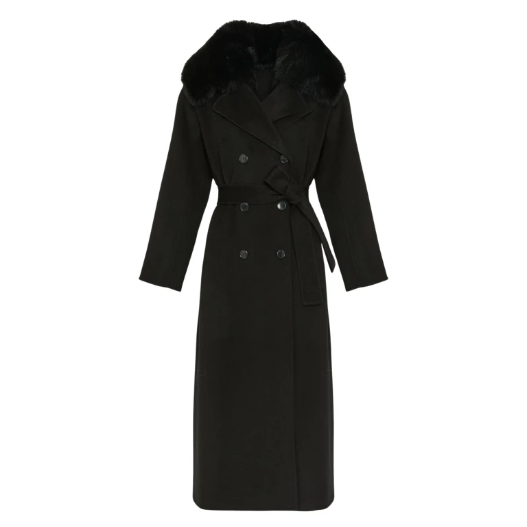 Woman wearing Yves Salomon shearling fur coat – luxury outerwear at Luxury Shoes 