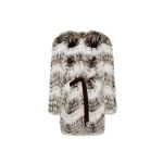 Woman wearing Yves Salomon shearling fur coat – luxury outerwear at Luxury Shoes 