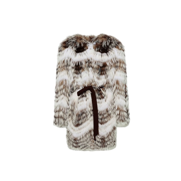 Woman wearing Yves Salomon shearling fur coat – luxury outerwear at Luxury Shoes 