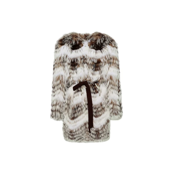 Woman wearing Yves Salomon shearling fur coat – luxury outerwear at Luxury Shoes 