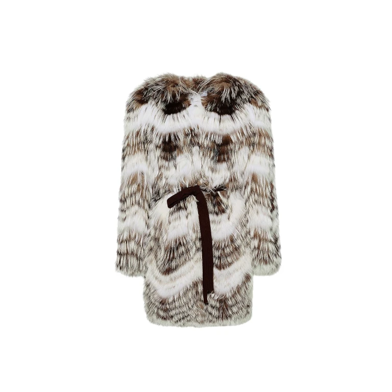 Woman wearing Yves Salomon shearling fur coat – luxury outerwear at Luxury Shoes 