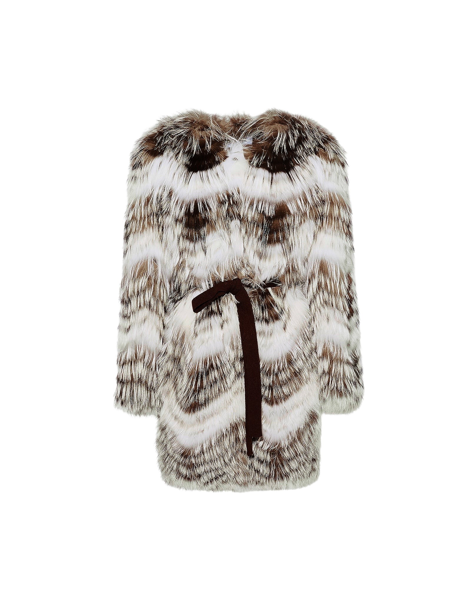 Yves Salomon Belted coat in merino knit and fox fur
