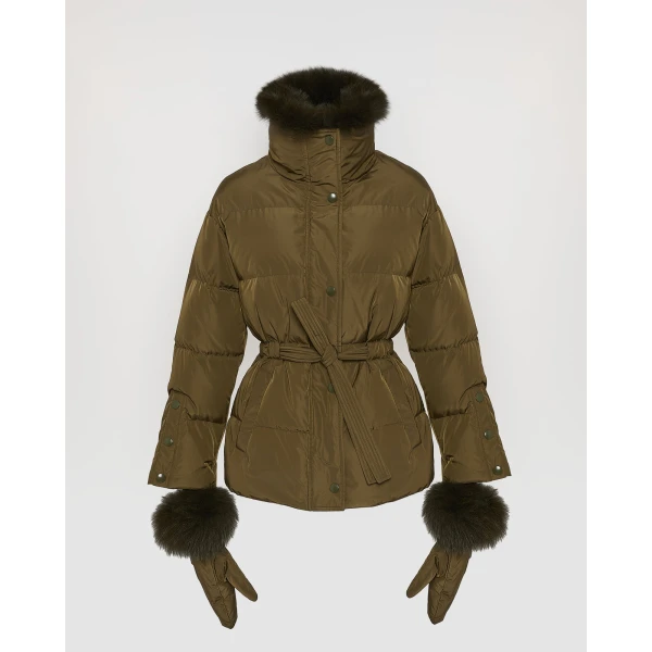 Woman wearing Yves Salomon shearling fur coat – luxury outerwear at Luxury Shoes 