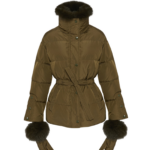 Woman wearing Yves Salomon shearling fur coat – luxury outerwear at Luxury Shoes 