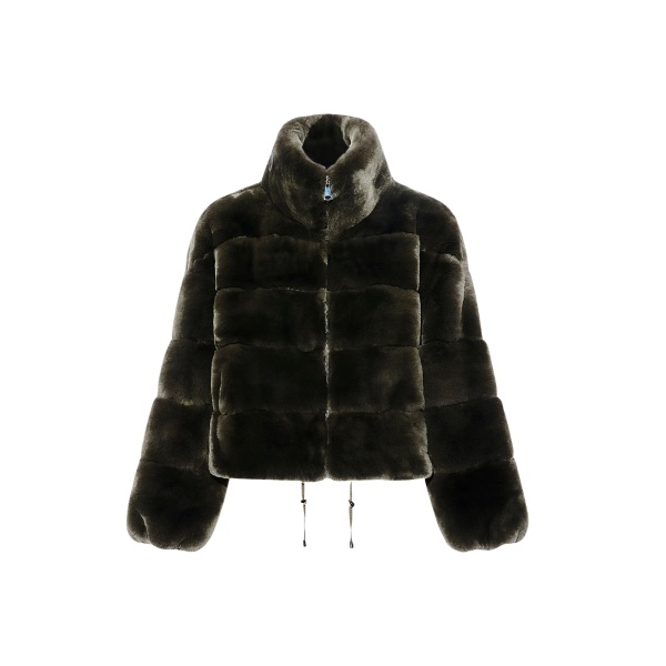 Woman wearing Yves Salomon shearling fur coat – luxury outerwear at Luxury Shoes 