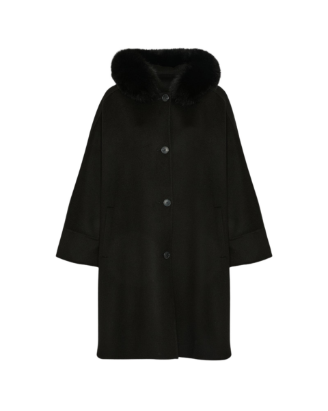 Woman wearing Yves Salomon shearling fur coat – luxury outerwear at Luxury Shoes 