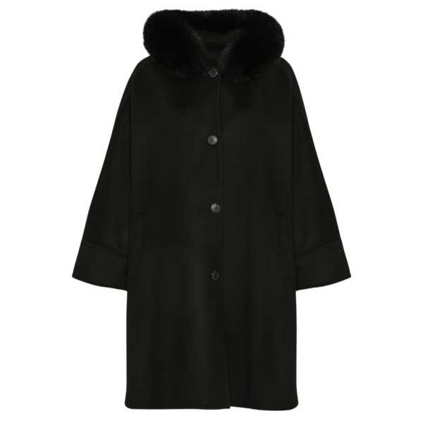 Yves Salomon Cashmere blend hooded cape with fox trim