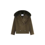 Woman wearing Yves Salomon shearling fur coat – luxury outerwear at Luxury Shoes 