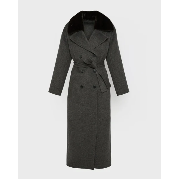 Woman wearing Yves Salomon shearling fur coat – luxury outerwear at Luxury Shoes 