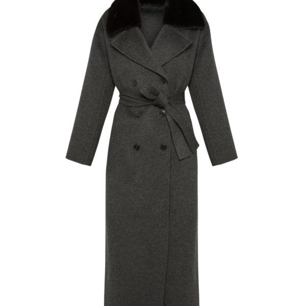 Yves Salomon Cashmere wool coat with mink fur collar