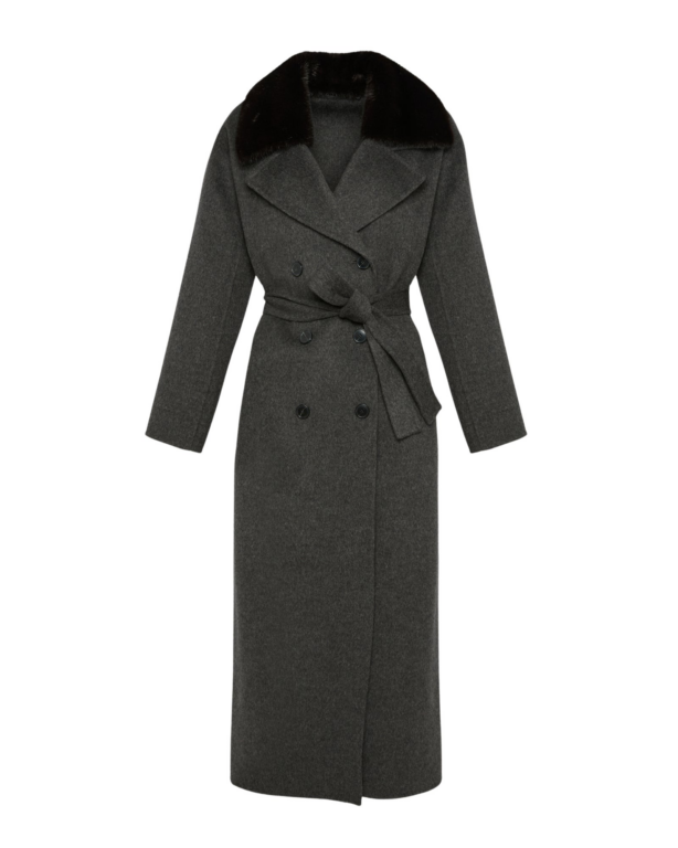 Woman wearing Yves Salomon shearling fur coat – luxury outerwear at Luxury Shoes 
