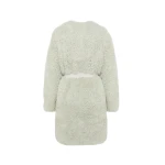 Woman wearing Yves Salomon shearling fur coat – luxury outerwear at Luxury Shoes 
