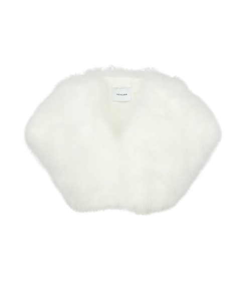 Woman wearing Yves Salomon shearling fur coat – luxury outerwear at Luxury Shoes 