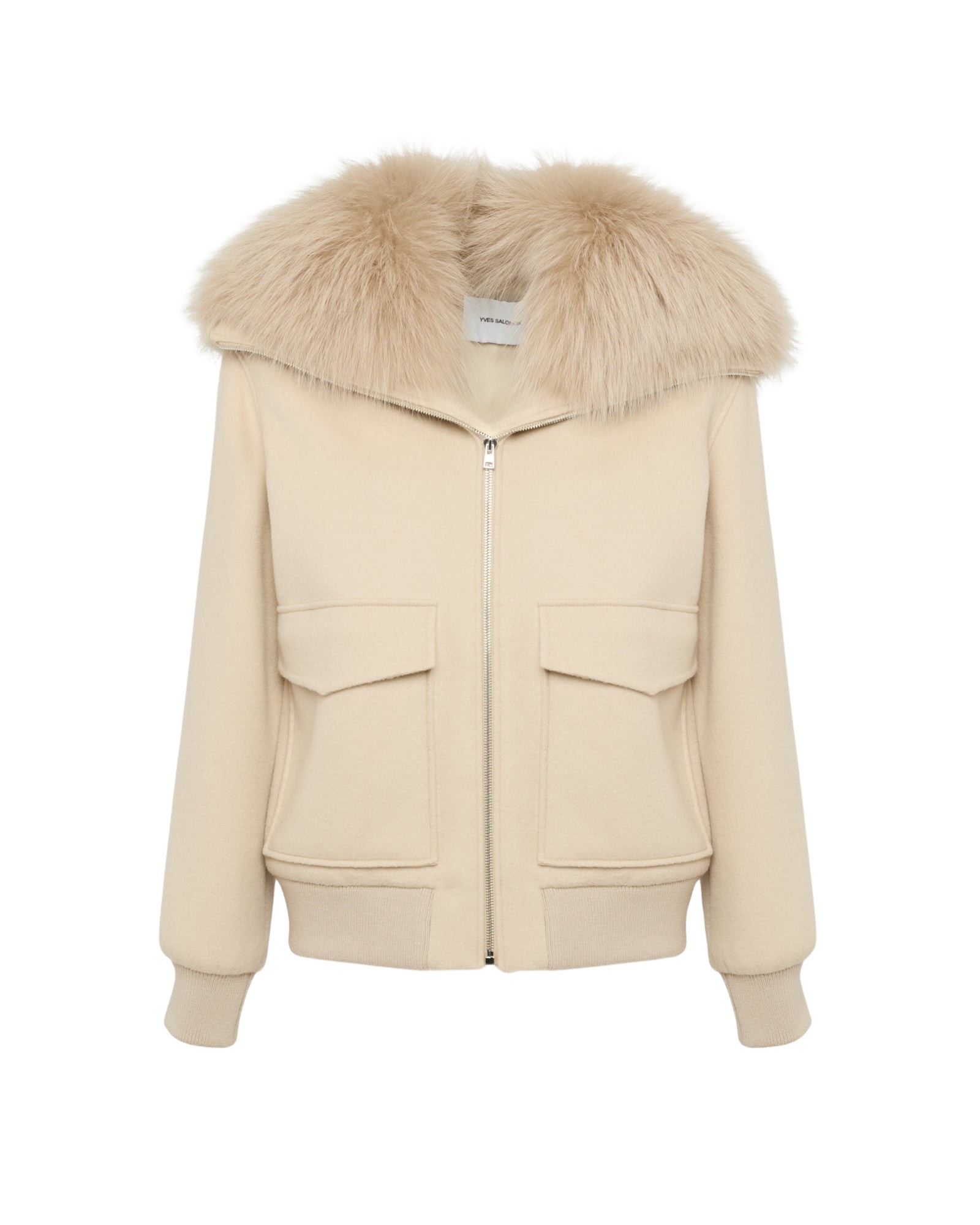 Yves Salomon Cropped jacket in cashmere wool with fox fur collar