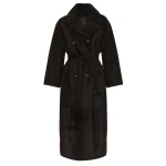 Woman wearing Yves Salomon shearling fur coat – luxury outerwear at Luxury Shoes 