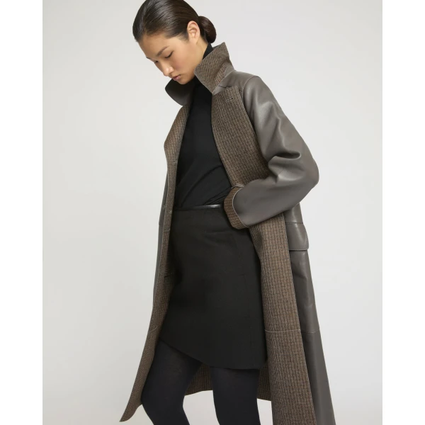 Woman wearing Yves Salomon shearling fur coat – luxury outerwear at Luxury Shoes 