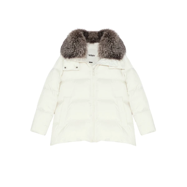 Woman wearing Yves Salomon shearling fur coat – luxury outerwear at Luxury Shoes 