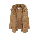 Woman wearing Yves Salomon shearling fur coat – luxury outerwear at Luxury Shoes 