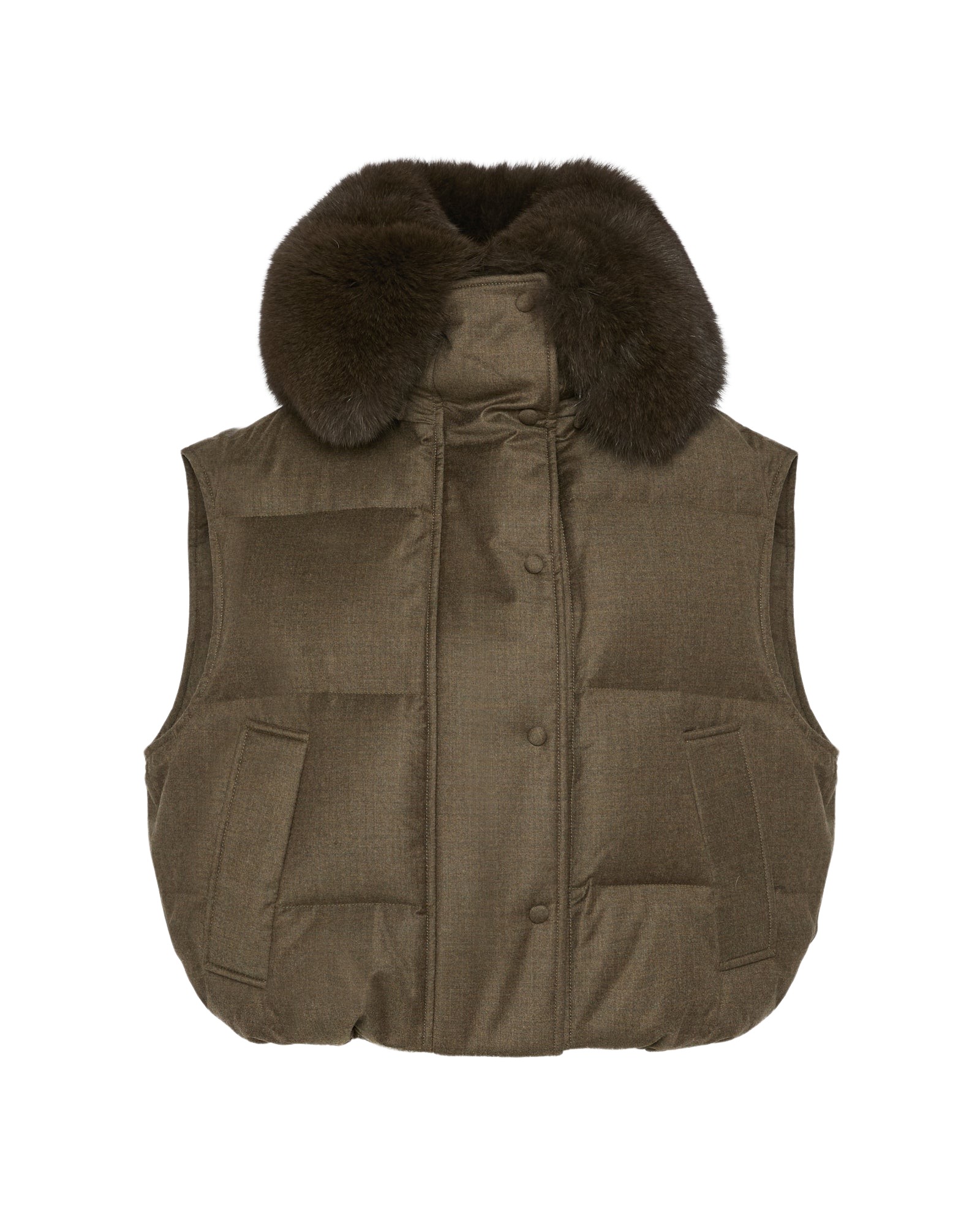 Yves Salomon Flannel gilet with fox fur collar Coat